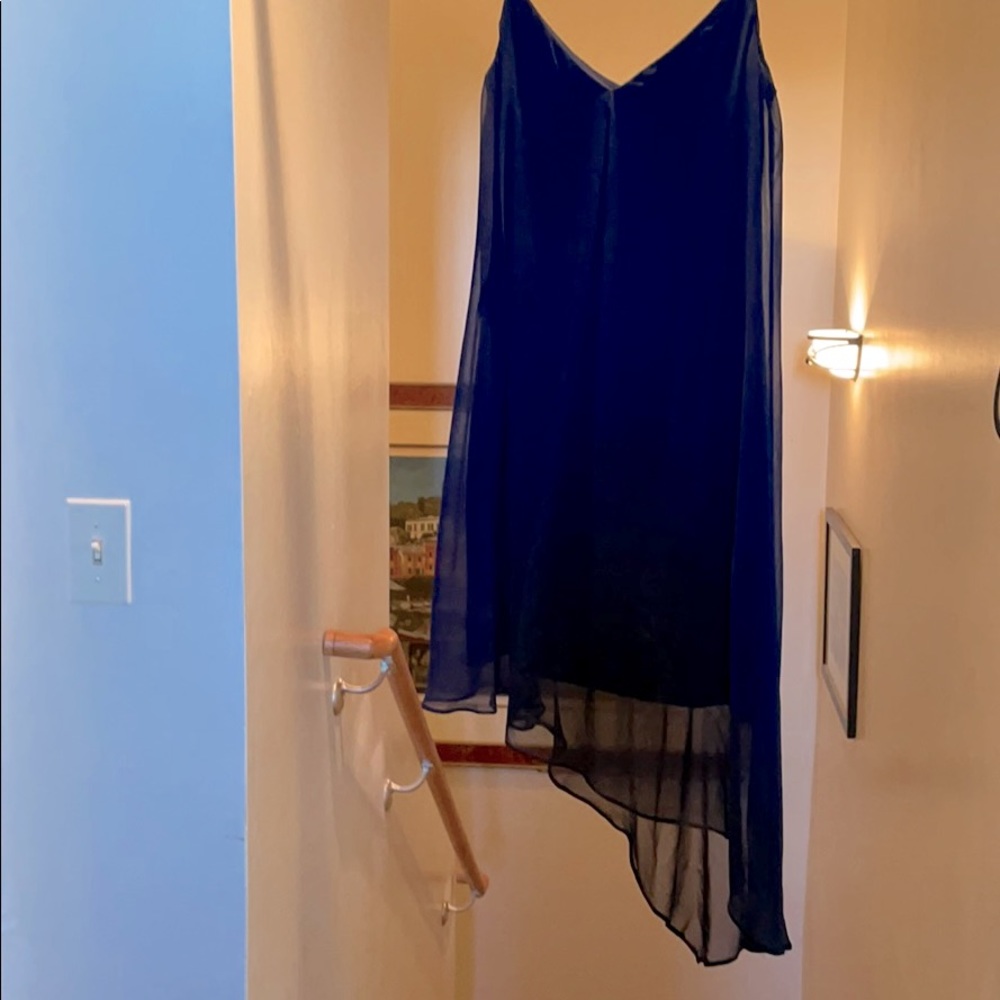 Asymmetrical navy dress